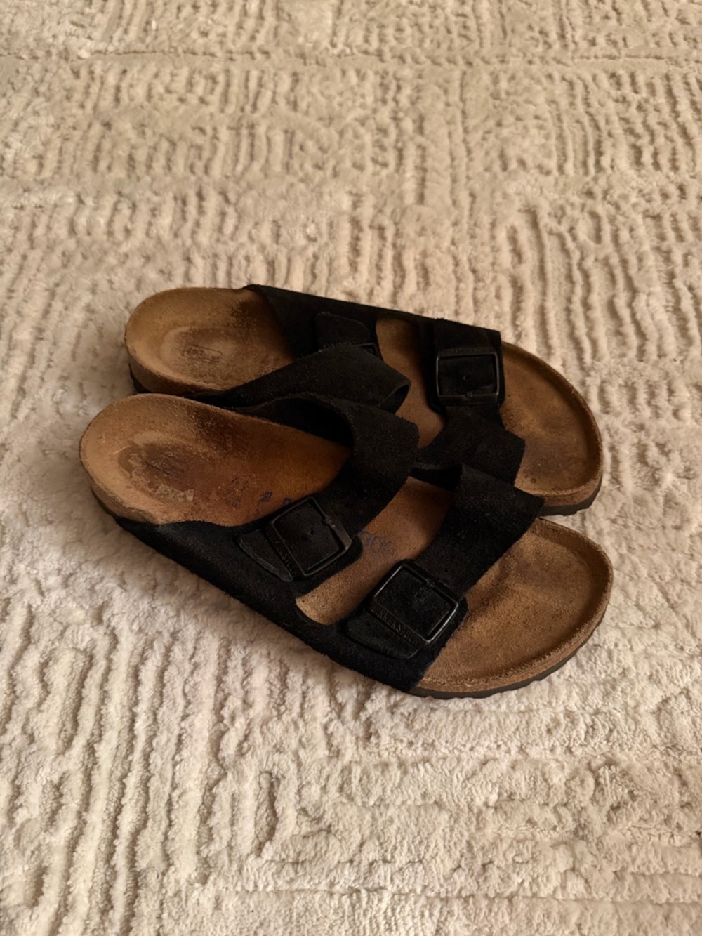 Birkenstock Black Suede Sandals with Adjustable Buckles